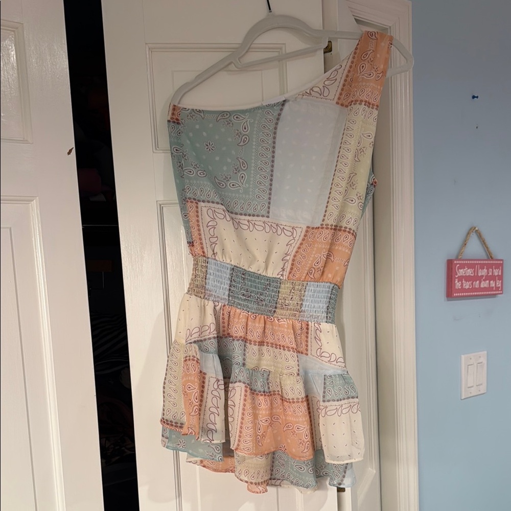 Skylar + Madison Paisley One-Shoulder Dress